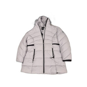 Women's Guess Light Grey Puffer Jacket with Fur Hood Size 1X